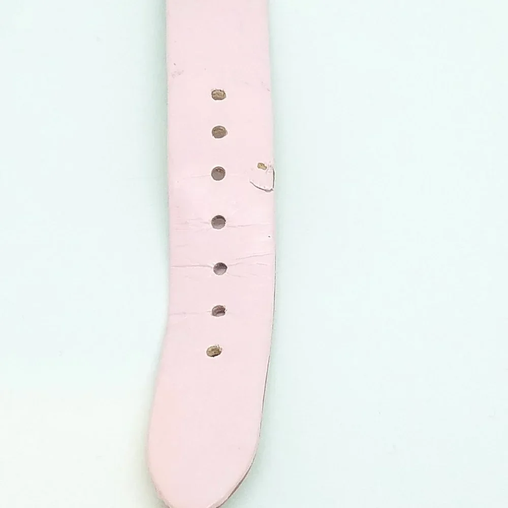 Teach How Tell Time - Disney Princess Castle Pink Leather Band Child Girl Watch